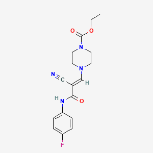 (E)-ethyl 4-(2-cyano-3-((4-fluorophenyl)amino)-3-oxoprop-1-en-1-yl)piperazine-1-carboxylate