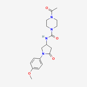molecular formula C18H24N4O4 B2542912 4-acetyl-N-(1-(4-methoxyphenyl)-5-oxopyrrolidin-3-yl)piperazine-1-carboxamide CAS No. 891101-49-8