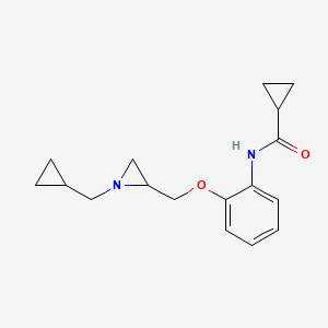 molecular formula C17H22N2O2 B2542928 N-[2-[[1-(Cyclopropylmethyl)aziridin-2-yl]methoxy]phenyl]cyclopropanecarboxamide CAS No. 2418718-15-5