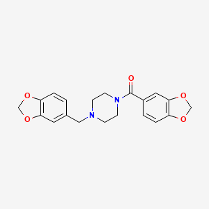 molecular formula C20H20N2O5 B2542934 1,3-Benzodioxol-5-yl[4-(1,3-benzodioxol-5-ylmethyl)piperazin-1-yl]methanone CAS No. 47554-31-4