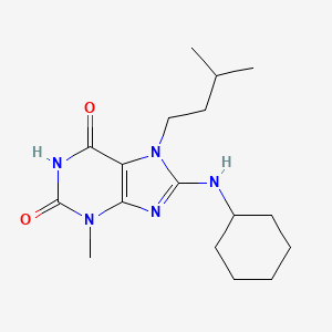 molecular formula C17H27N5O2 B2542938 8-(cyclohexylamino)-7-isopentyl-3-methyl-1H-purine-2,6(3H,7H)-dione CAS No. 361174-82-5