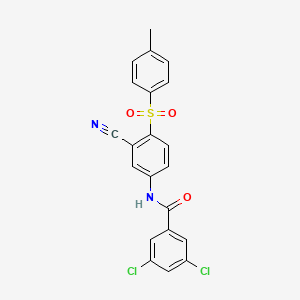 molecular formula C21H14Cl2N2O3S B2542944 3,5-二氯-N-{3-氰基-4-[(4-甲苯磺酰基)苯基]苯甲酰胺} CAS No. 320421-33-8