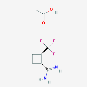 molecular formula C8H13F3N2O2 B2542950 乙酸;(1R,2R)-2-(三氟甲基)环丁烷-1-甲酰胺 CAS No. 2470280-48-7