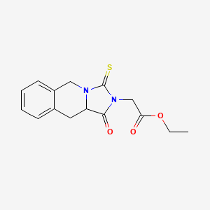 molecular formula C15H16N2O3S B2542961 ethyl 2-[1-oxo-3-thioxo-1,5,10,10a-tetrahydroimidazo[1,5-b]isoquinolin-2(3H)-yl]acetate CAS No. 318517-22-5