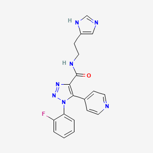 molecular formula C19H16FN7O B2542965 N-(2-(1H-咪唑-4-基)乙基)-1-(2-氟苯基)-5-(吡啶-4-基)-1H-1,2,3-三唑-4-甲酰胺 CAS No. 2034590-83-3