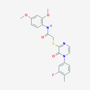 N-(2,4-dimethoxyphenyl)-2-((4-(3-fluoro-4-methylphenyl)-3-oxo-3,4-dihydropyrazin-2-yl)thio)acetamide