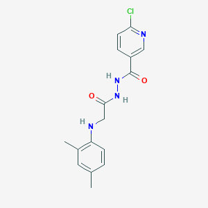 molecular formula C16H17ClN4O2 B2542993 6-chloro-N'-[2-(2,4-dimethylanilino)acetyl]pyridine-3-carbohydrazide CAS No. 1365627-92-4