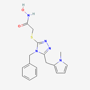 molecular formula C17H19N5O2S B2542995 2-[[4-苄基-5-[(1-甲基吡咯-2-基)甲基]-1,2,4-三唑-3-基]硫代基]-N-羟基乙酰胺 CAS No. 878065-57-7