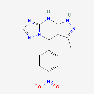 3,9a-dimethyl-4-(4-nitrophenyl)-3a,4,9,9a-tetrahydro-1H-pyrazolo[3,4-d][1,2,4]triazolo[1,5-a]pyrimidine