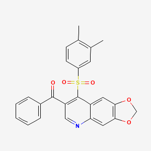 molecular formula C25H19NO5S B2543005 [8-(3,4-Dimethylphenyl)sulfonyl-[1,3]dioxolo[4,5-g]quinolin-7-yl]-phenylmethanone CAS No. 872199-37-6