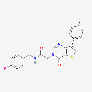 molecular formula C21H15F2N3O2S B2543014 N-(4-氟苯甲基)-2-[7-(4-氟苯基)-4-氧代噻吩并[3,2-d]嘧啶-3(4H)-基]乙酰胺 CAS No. 1207057-15-5