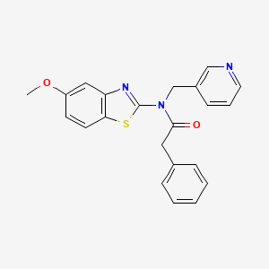 molecular formula C22H19N3O2S B2543018 N-(5-methoxybenzo[d]thiazol-2-yl)-2-phenyl-N-(pyridin-3-ylmethyl)acetamide CAS No. 895415-29-9