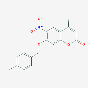 molecular formula C18H15NO5 B254302 4-methyl-7-[(4-methylbenzyl)oxy]-6-nitro-2H-chromen-2-one 