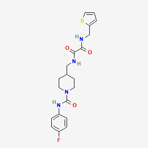 molecular formula C20H23FN4O3S B2543043 N1-((1-((4-氟苯基)氨基甲酰基)哌啶-4-基)甲基)-N2-(噻吩-2-基甲基)草酰胺 CAS No. 1234920-82-1