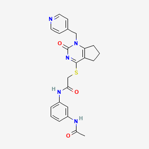 molecular formula C23H23N5O3S B2543048 N-(3-acetamidophenyl)-2-((2-oxo-1-(pyridin-4-ylmethyl)-2,5,6,7-tetrahydro-1H-cyclopenta[d]pyrimidin-4-yl)thio)acetamide CAS No. 899987-12-3