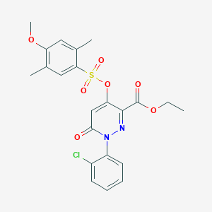 molecular formula C22H21ClN2O7S B2543057 Ethyl 1-(2-chlorophenyl)-4-(((4-methoxy-2,5-dimethylphenyl)sulfonyl)oxy)-6-oxo-1,6-dihydropyridazine-3-carboxylate CAS No. 899959-77-4