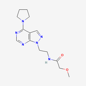 molecular formula C14H20N6O2 B2543059 2-methoxy-N-(2-(4-(pyrrolidin-1-yl)-1H-pyrazolo[3,4-d]pyrimidin-1-yl)ethyl)acetamide CAS No. 1021025-24-0