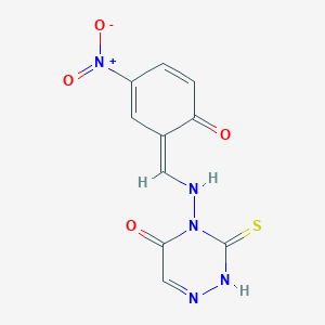 molecular formula C10H7N5O4S B254306 4-[[(Z)-(3-nitro-6-oxocyclohexa-2,4-dien-1-ylidene)methyl]amino]-3-sulfanylidene-2H-1,2,4-triazin-5-one 
