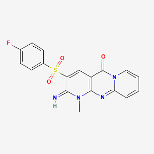 molecular formula C18H13FN4O3S B2543061 3-((4-fluorophenyl)sulfonyl)-2-imino-1-methyl-1H-dipyrido[1,2-a:2',3'-d]pyrimidin-5(2H)-one CAS No. 877809-40-0