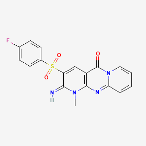 molecular formula C18H13FN4O3S B2543061 3-((4-氟苯基)磺酰基)-2-亚氨基-1-甲基-1H-二吡啶并[1,2-a:2',3'-d]嘧啶-5(2H)-酮 CAS No. 877809-40-0