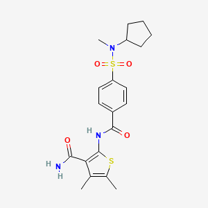 molecular formula C20H25N3O4S2 B2543063 2-(4-(N-cyclopentyl-N-methylsulfamoyl)benzamido)-4,5-dimethylthiophene-3-carboxamide CAS No. 899735-01-4