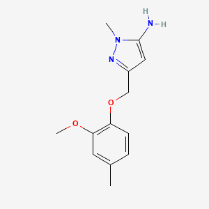 molecular formula C13H17N3O2 B2543075 5-[(2-Methoxy-4-methylphenoxy)methyl]-2-methylpyrazol-3-amine CAS No. 1226236-70-9