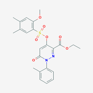 molecular formula C23H24N2O7S B2543078 4-(((2-甲氧基-4,5-二甲苯基)磺酰基)氧基)-6-氧代-1-(邻甲苯基)-1,6-二氢哒嗪-3-羧酸乙酯 CAS No. 899959-78-5