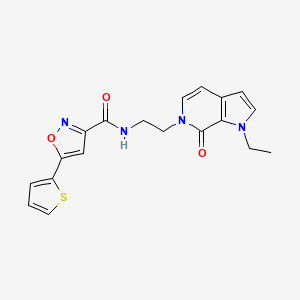 molecular formula C19H18N4O3S B2543084 N-(2-(1-ethyl-7-oxo-1H-pyrrolo[2,3-c]pyridin-6(7H)-yl)ethyl)-5-(thiophen-2-yl)isoxazole-3-carboxamide CAS No. 2034532-90-4