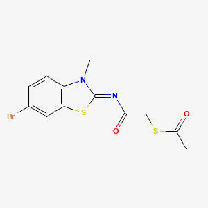 molecular formula C12H11BrN2O2S2 B2543089 (Z)-S-(2-((6-bromo-3-methylbenzo[d]thiazol-2(3H)-ylidene)amino)-2-oxoethyl) ethanethioate CAS No. 851716-60-4