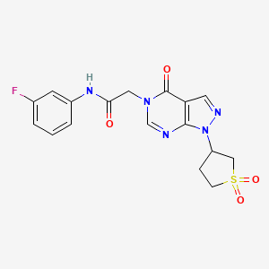 molecular formula C17H16FN5O4S B2543104 2-(1-(1,1-dioxidotetrahydrothiophen-3-yl)-4-oxo-1H-pyrazolo[3,4-d]pyrimidin-5(4H)-yl)-N-(3-fluorophenyl)acetamide CAS No. 1040645-49-5