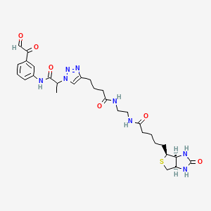 molecular formula C29H38N8O6S B2543114 (3aR,4R,6aS)-rel-hexahydro-N-[2-[[4-[1-[1-methyl-2-oxo-2-[[3-(2-oxoacetyl)phenyl]amino]ethyl]-1H-1,2,3-triazol-4-yl]-1-oxobutyl]amino]ethyl]-2-oxo-1H-thieno[3,4-d]imidazole-4-pentanamide CAS No. 2468149-70-2