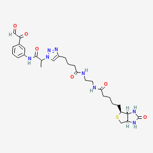 molecular formula C29H38N8O6S B2543114 (3aR,4R,6aS)-rel-hexahydro-N-[2-[[4-[1-[1-methyl-2-oxo-2-[[3-(2-oxoacetyl)phenyl]amino]ethyl]-1H-1,2,3-triazol-4-yl]-1-oxobutyl]amino]ethyl]-2-oxo-1H-thieno[3,4-d]imidazole-4-pentanamide 