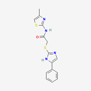 molecular formula C15H14N4OS2 B2543128 N-(4-甲基-噻唑-2-基)-2-(5-苯基-1H-咪唑-2-基硫代)-乙酰胺 CAS No. 380185-88-6