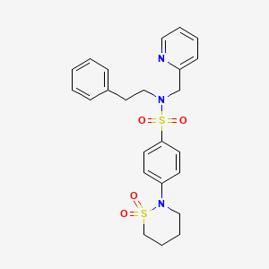 molecular formula C24H27N3O4S2 B2543130 4-(1,1-二氧化-1,2-噻嗪-2-基)-N-苯乙基-N-(吡啶-2-基甲基)苯磺酰胺 CAS No. 1396713-34-0