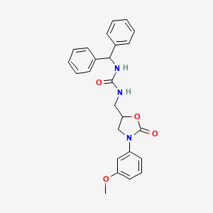 molecular formula C25H25N3O4 B2543134 1-苯并氢化苯甲基-3-((3-(3-甲氧基苯基)-2-氧代恶唑烷-5-基)甲基)脲 CAS No. 955232-82-3
