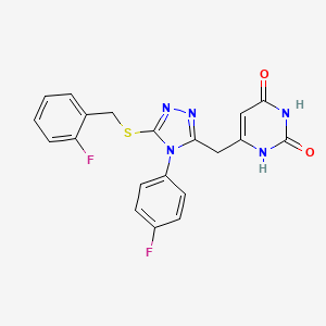 molecular formula C20H15F2N5O2S B2543143 6-((5-((2-fluorobenzyl)thio)-4-(4-fluorophenyl)-4H-1,2,4-triazol-3-yl)methyl)pyrimidine-2,4(1H,3H)-dione CAS No. 852154-49-5