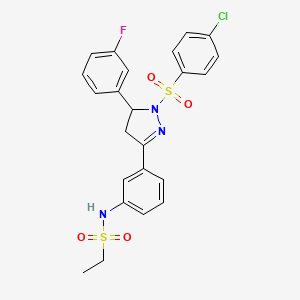 N-(3-(1-((4-chlorophenyl)sulfonyl)-5-(3-fluorophenyl)-4,5-dihydro-1H-pyrazol-3-yl)phenyl)ethanesulfonamide
