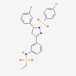 molecular formula C23H21ClFN3O4S2 B2543156 N-(3-(1-((4-氯苯基)磺酰基)-5-(3-氟苯基)-4,5-二氢-1H-吡唑-3-基)苯基)乙磺酰胺 CAS No. 851783-05-6