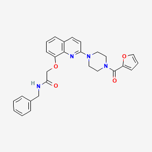 molecular formula C27H26N4O4 B2543161 N-benzyl-2-((2-(4-(furan-2-carbonyl)piperazin-1-yl)quinolin-8-yl)oxy)acetamide CAS No. 941910-10-7