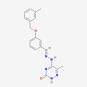 molecular formula C19H19N5O2 B254318 6-methyl-5-[(2E)-2-[[3-[(3-methylphenyl)methoxy]phenyl]methylidene]hydrazinyl]-2H-1,2,4-triazin-3-one 