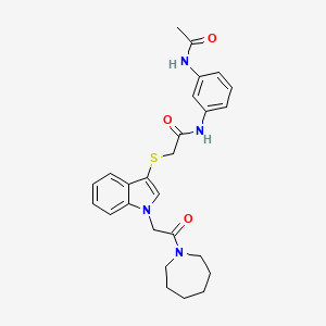 N-(3-acetamidophenyl)-2-((1-(2-(azepan-1-yl)-2-oxoethyl)-1H-indol-3-yl)thio)acetamide