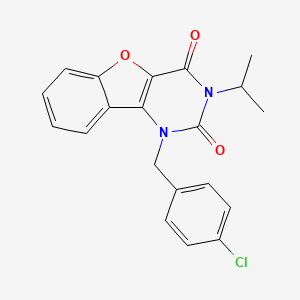 molecular formula C20H17ClN2O3 B2543187 1-(4-chlorobenzyl)-3-isopropylbenzofuro[3,2-d]pyrimidine-2,4(1H,3H)-dione CAS No. 892424-03-2