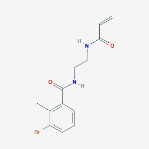 molecular formula C13H15BrN2O2 B2543198 3-溴-2-甲基-N-[2-(丙-2-烯酰氨基)乙基]苯甲酰胺 CAS No. 1436159-58-8