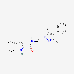 molecular formula C22H22N4O B2543200 N-(2-(3,5-dimethyl-4-phenyl-1H-pyrazol-1-yl)ethyl)-1H-indole-2-carboxamide CAS No. 2034369-47-4