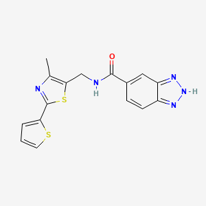 molecular formula C16H13N5OS2 B2543209 N-((4-methyl-2-(thiophen-2-yl)thiazol-5-yl)methyl)-1H-benzo[d][1,2,3]triazole-5-carboxamide CAS No. 1421512-35-7