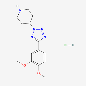 molecular formula C14H20ClN5O2 B2543211 4-[5-(3,4-Dimethoxyphenyl)-2H-tetrazol-2-yl]piperidine hydrochloride CAS No. 1052518-26-9