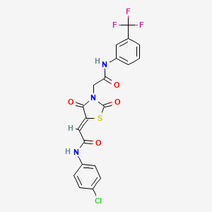 molecular formula C20H13ClF3N3O4S B2543213 2-[(5Z)-5-[2-(4-chloroanilino)-2-oxoethylidene]-2,4-dioxo-1,3-thiazolidin-3-yl]-N-[3-(trifluoromethyl)phenyl]acetamide CAS No. 867041-29-0