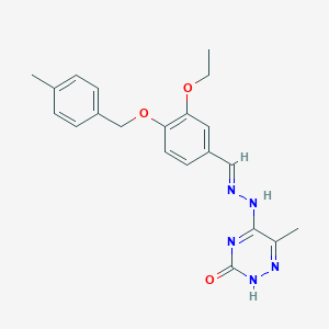 molecular formula C21H23N5O3 B254323 3-Ethoxy-4-[(4-methylbenzyl)oxy]benzaldehyde (6-methyl-3-oxo-2,3-dihydro-1,2,4-triazin-5-yl)hydrazone 
