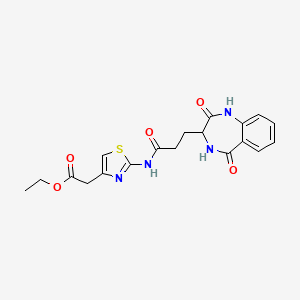 ethyl 2-(2-(3-(2,5-dioxo-2,3,4,5-tetrahydro-1H-benzo[e][1,4]diazepin-3-yl)propanamido)thiazol-4-yl)acetate