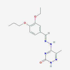 molecular formula C16H21N5O3 B254324 3-Ethoxy-4-propoxybenzaldehyde (6-methyl-3-oxo-2,3-dihydro-1,2,4-triazin-5-yl)hydrazone 